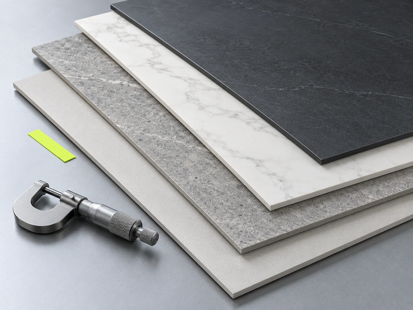 Precision architectural porcelain samples and a measuring instrument