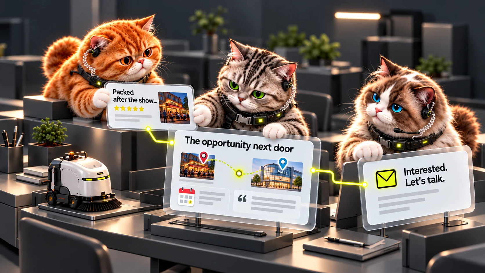 One team follows a restaurant review to a neighbouring mall, connects the evidence and starts a relevant customer conversation